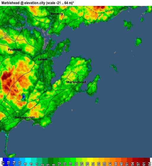 Zoom OUT 2x Marblehead, United States elevation map