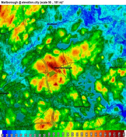 Zoom OUT 2x Marlborough, United States elevation map