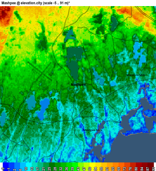 Zoom OUT 2x Mashpee, United States elevation map