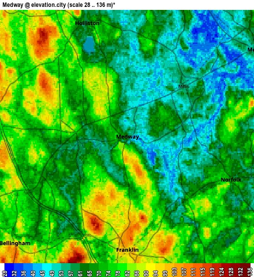 Zoom OUT 2x Medway, United States elevation map