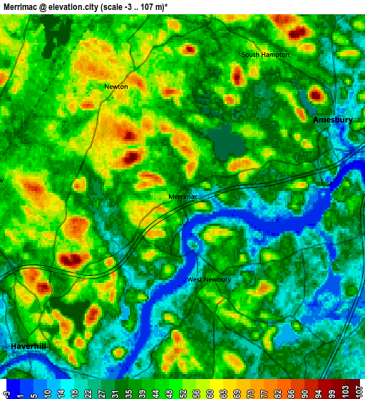 Zoom OUT 2x Merrimac, United States elevation map