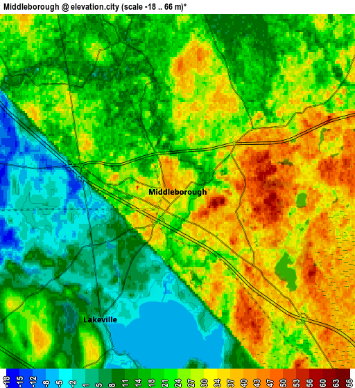 Zoom OUT 2x Middleborough, United States elevation map