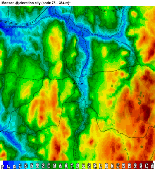 Zoom OUT 2x Monson, United States elevation map