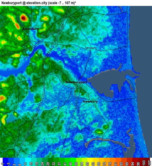 Zoom OUT 2x Newburyport, United States elevation map