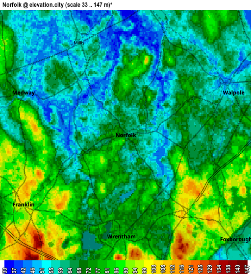 Zoom OUT 2x Norfolk, United States elevation map