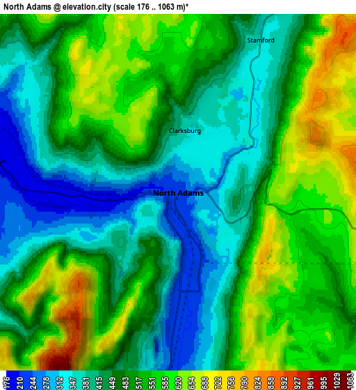 Zoom OUT 2x North Adams, United States elevation map