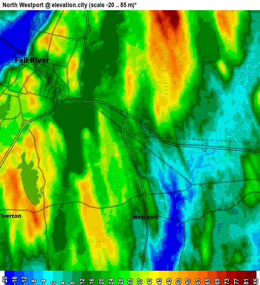 Zoom OUT 2x North Westport, United States elevation map