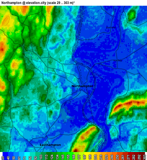 Zoom OUT 2x Northampton, United States elevation map