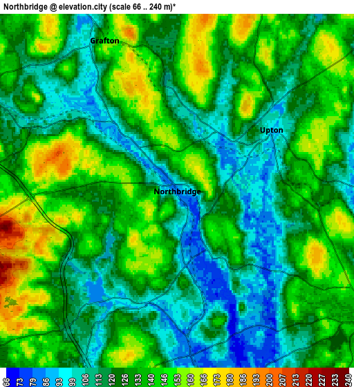 Zoom OUT 2x Northbridge, United States elevation map