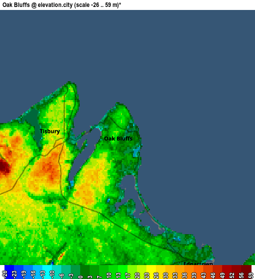 Zoom OUT 2x Oak Bluffs, United States elevation map