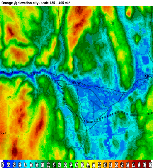 Zoom OUT 2x Orange, United States elevation map