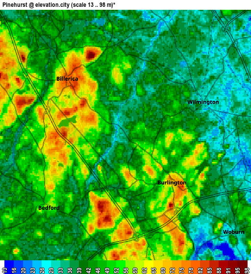 Zoom OUT 2x Pinehurst, United States elevation map