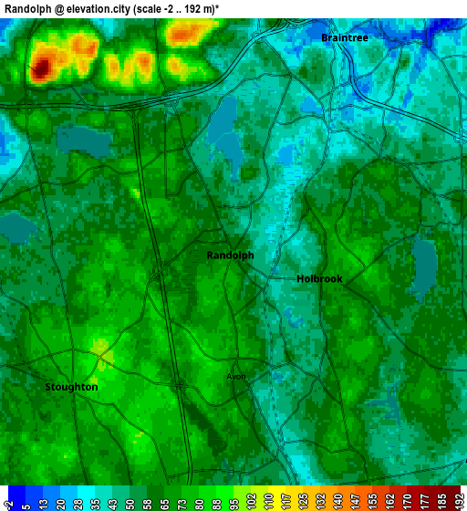 Zoom OUT 2x Randolph, United States elevation map