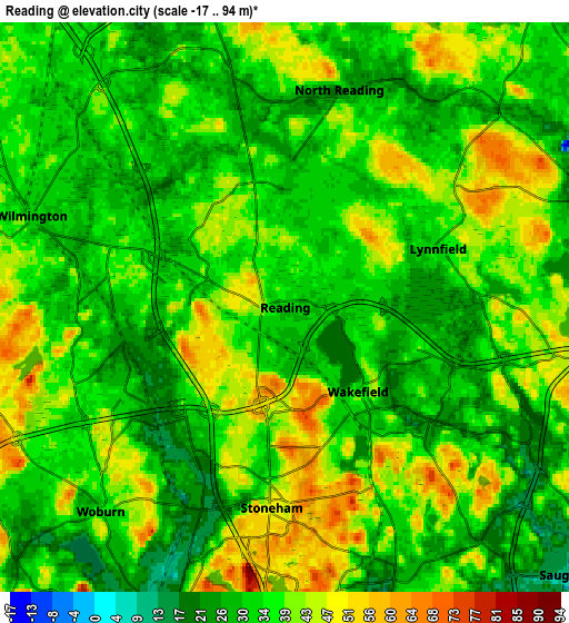 Zoom OUT 2x Reading, United States elevation map