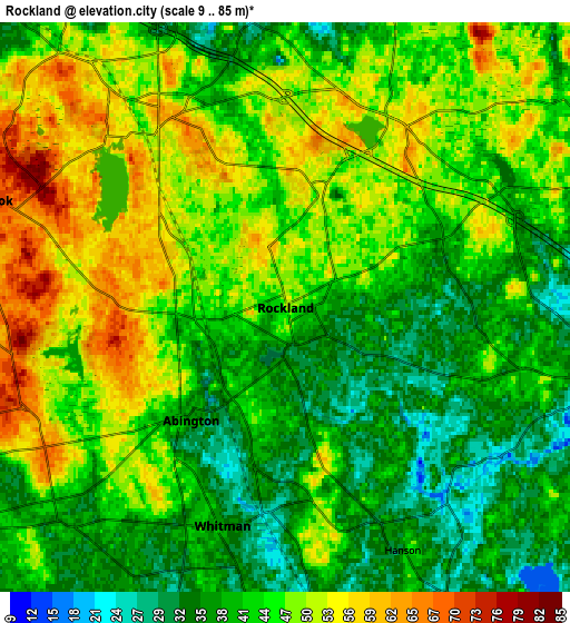 Zoom OUT 2x Rockland, United States elevation map