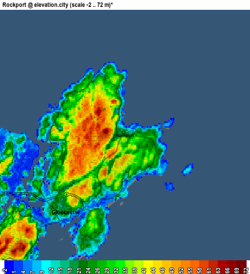 Zoom OUT 2x Rockport, United States elevation map