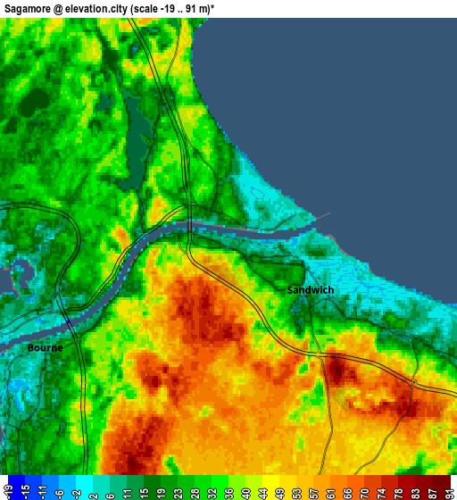 Zoom OUT 2x Sagamore, United States elevation map