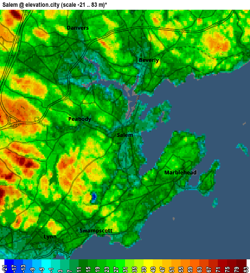 Zoom OUT 2x Salem, United States elevation map