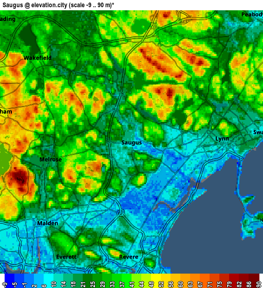 Zoom OUT 2x Saugus, United States elevation map