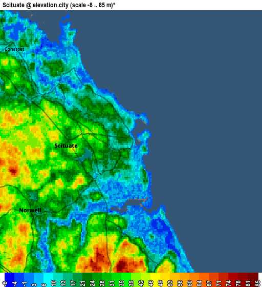 Zoom OUT 2x Scituate, United States elevation map