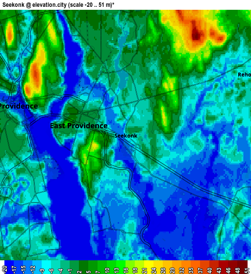 Zoom OUT 2x Seekonk, United States elevation map