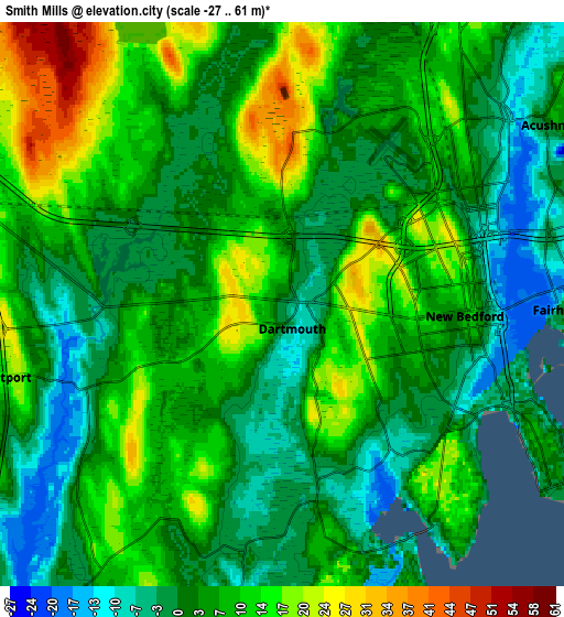 Zoom OUT 2x Smith Mills, United States elevation map