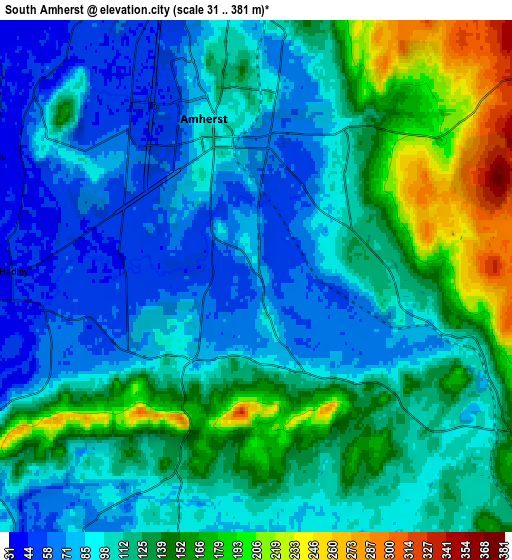 Zoom OUT 2x South Amherst, United States elevation map