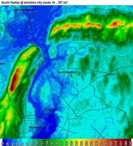 Zoom OUT 2x South Hadley, United States elevation map