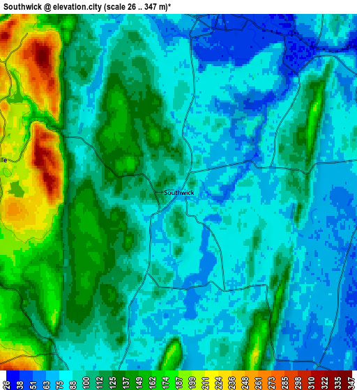 Zoom OUT 2x Southwick, United States elevation map