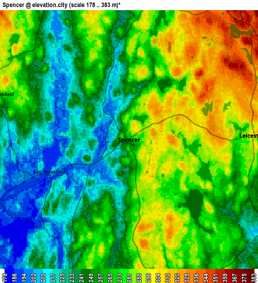 Zoom OUT 2x Spencer, United States elevation map