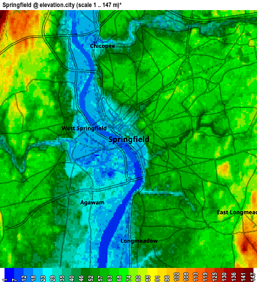 Zoom OUT 2x Springfield, United States elevation map