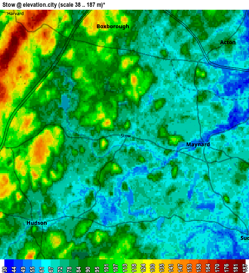 Zoom OUT 2x Stow, United States elevation map