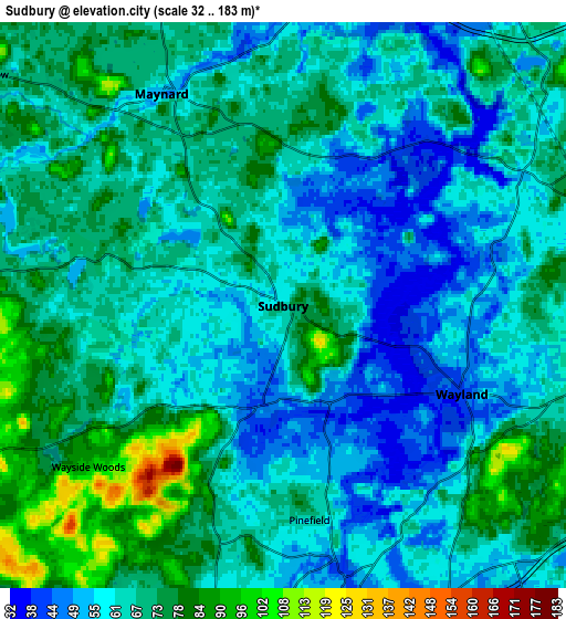 Zoom OUT 2x Sudbury, United States elevation map