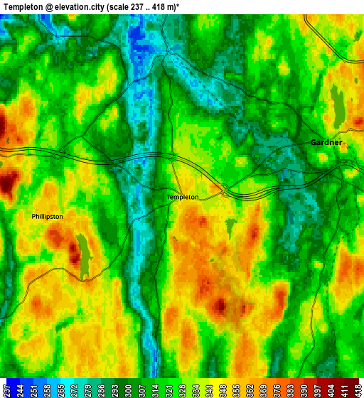 Zoom OUT 2x Templeton, United States elevation map