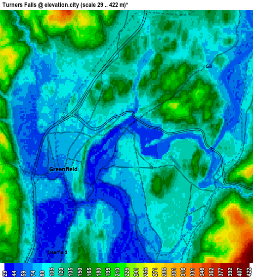 Zoom OUT 2x Turners Falls, United States elevation map