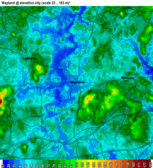 Zoom OUT 2x Wayland, United States elevation map