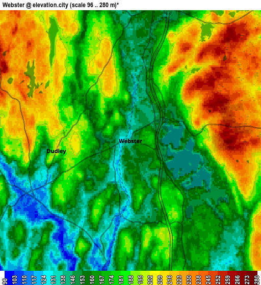 Zoom OUT 2x Webster, United States elevation map