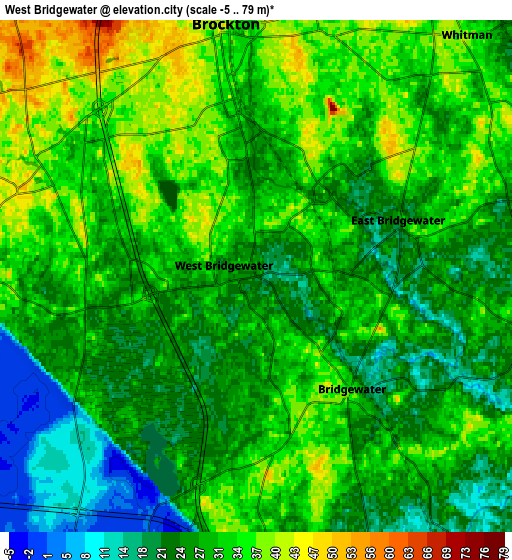 Zoom OUT 2x West Bridgewater, United States elevation map