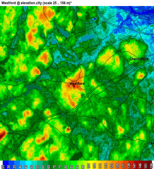 Zoom OUT 2x Westford, United States elevation map