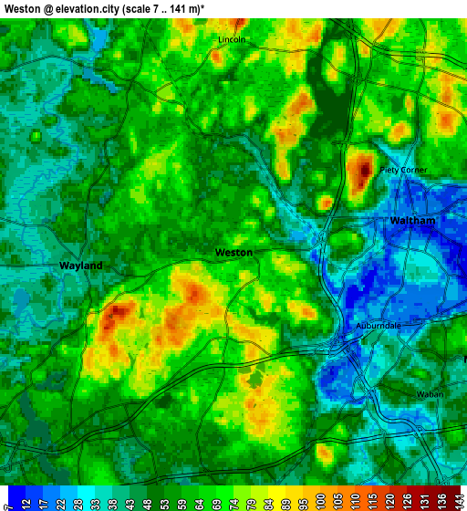 Zoom OUT 2x Weston, United States elevation map