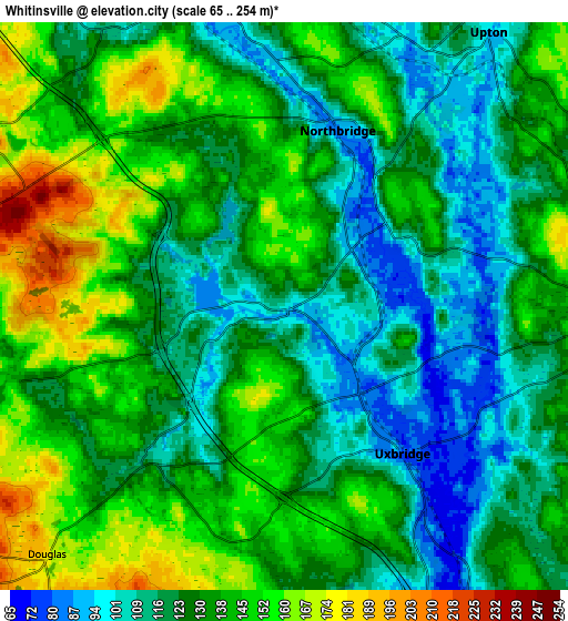 Zoom OUT 2x Whitinsville, United States elevation map