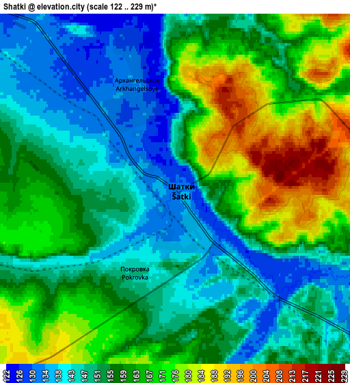 Zoom OUT 2x Shatki, Russia elevation map