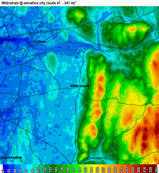 Zoom OUT 2x Wilbraham, United States elevation map