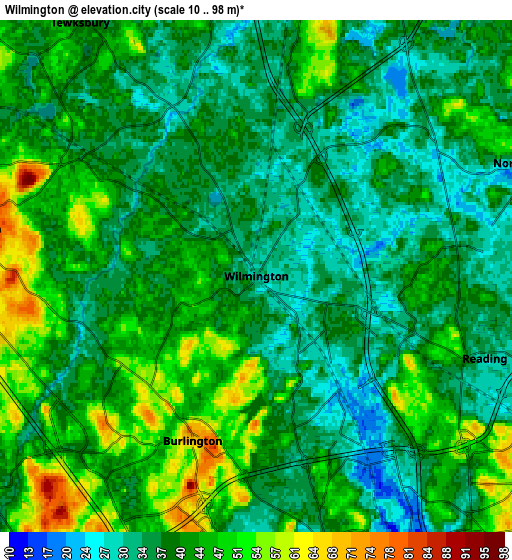 Zoom OUT 2x Wilmington, United States elevation map