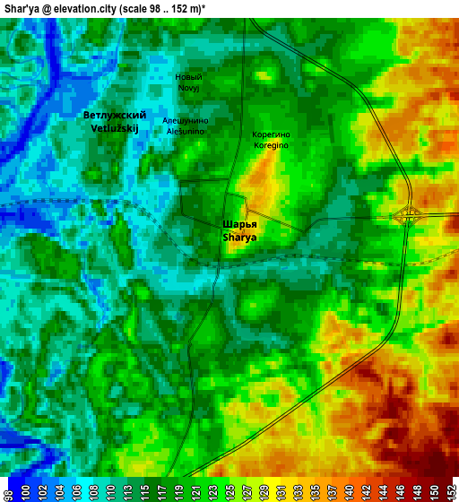 Zoom OUT 2x Shar’ya, Russia elevation map