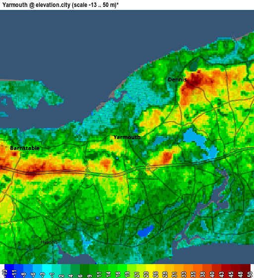 Zoom OUT 2x Yarmouth, United States elevation map