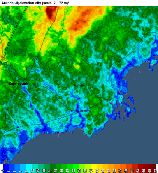 Zoom OUT 2x Arundel, United States elevation map