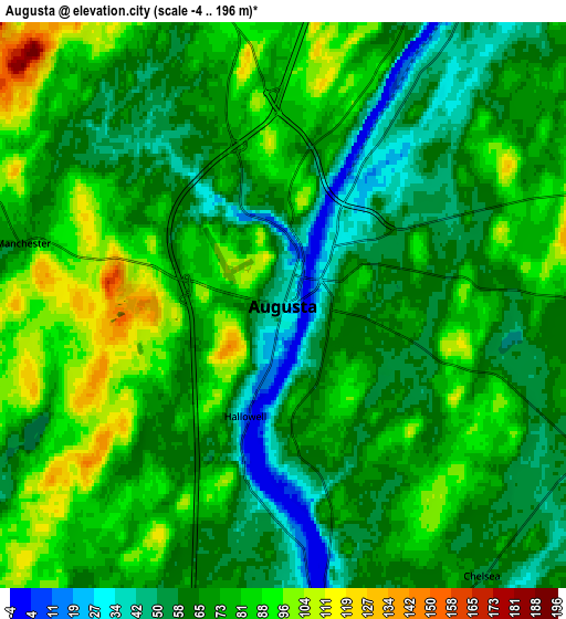 Zoom OUT 2x Augusta, United States elevation map