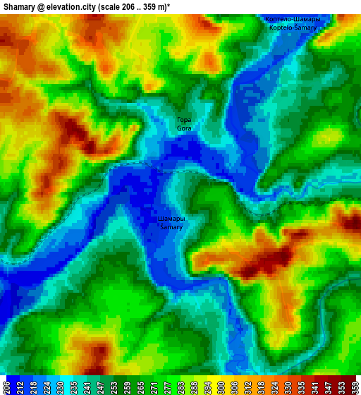 Zoom OUT 2x Shamary, Russia elevation map