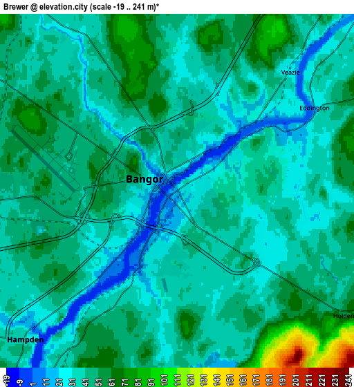 Zoom OUT 2x Brewer, United States elevation map